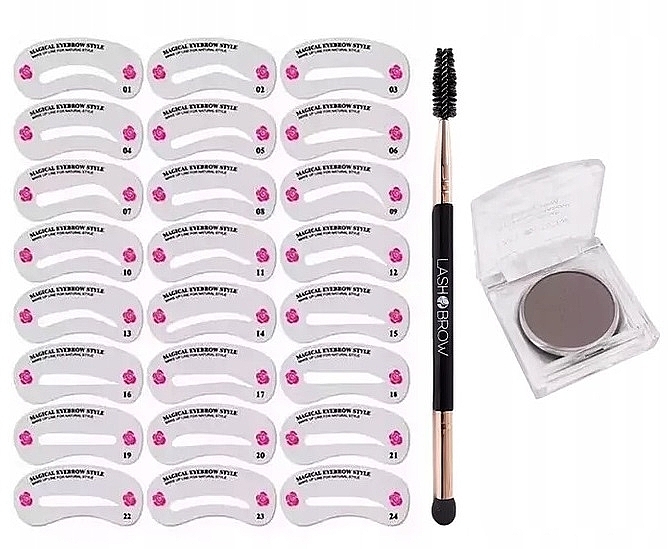 Brow Set - Lash Brow Stamp Brows 24 (br/shadow/2g + brush + acc)  — photo N3