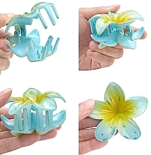 Monoi Flower Claw Clip, blue - Ecarla XL Flower Blue Ombre — photo N2