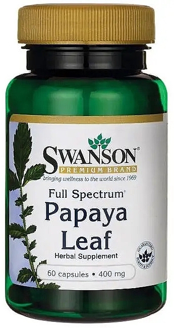 Papaya Leaf Dietary Supplement, 400 mg - Swanson Full Spectrum Papaya Leaf, Swanson — photo N3