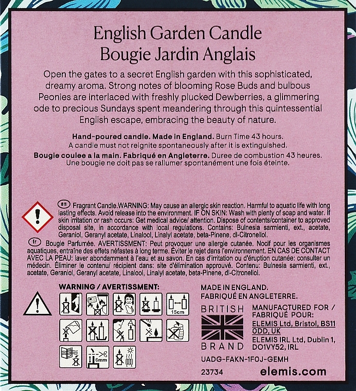 Scented Candle 'English Garden' - Elemis English Garden — photo N3