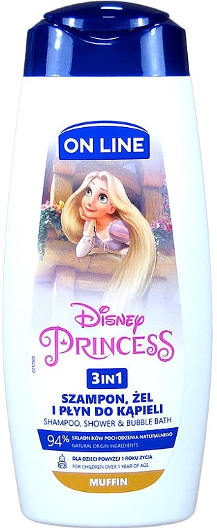 3-in-1 Shower Gel-Shampoo with Muffin Scent - On Line Kids Disney Princess — photo N4