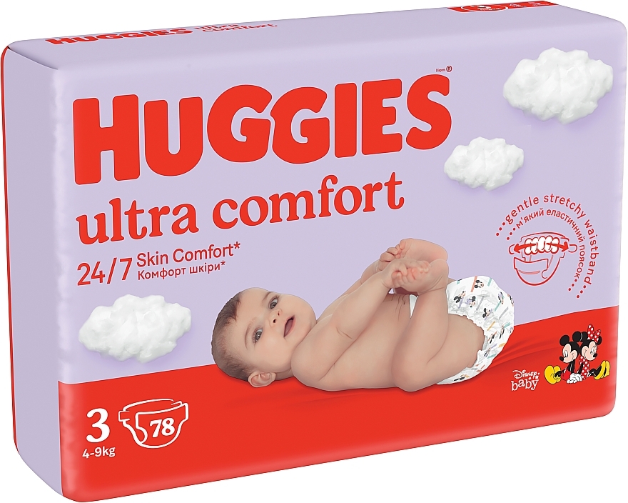 Ultra Comfort 3 Diapers, 4-9 kg, Mega, 78 pcs. - Huggies — photo N2