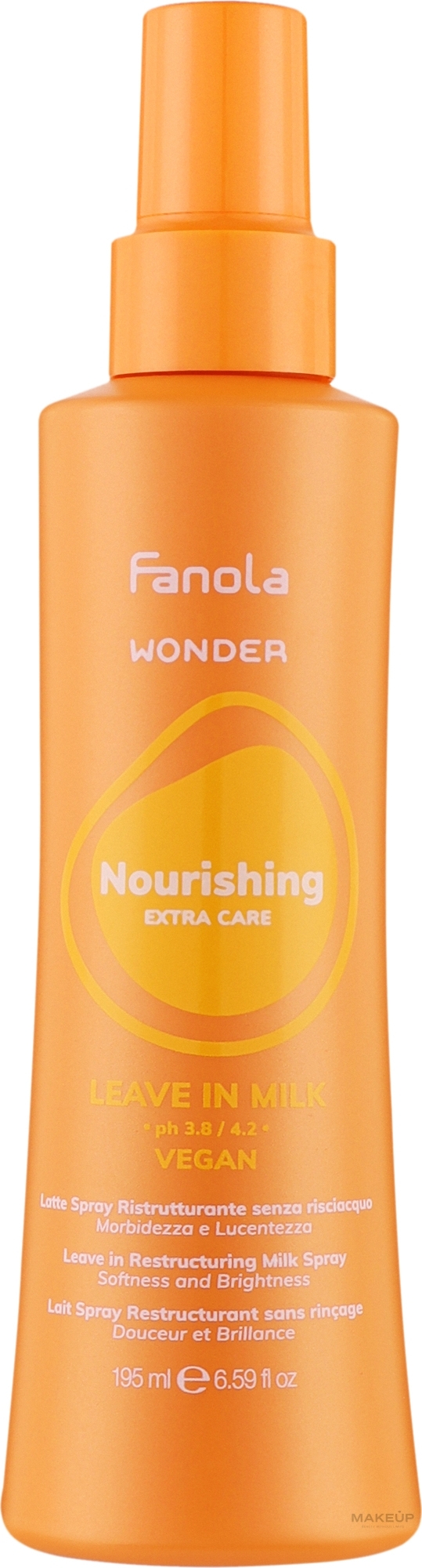 Milk Spray for Hair Reconstruction, Hydration & Shine - Fanola Wonder Nourishing Leave-In Milk Spray — photo 195 ml