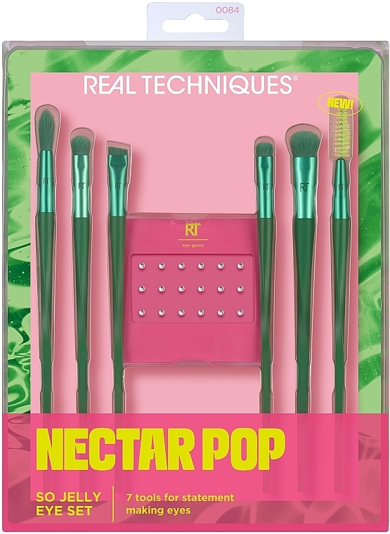 Set - Real Techniques Nectar Pop So Jelly Eye Set (brush/6pcs + rhineston/18pcs) — photo N1