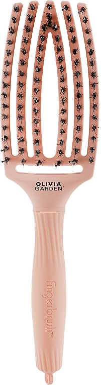 Curved Vented Hair Brush, peach - Olivia Garden Fingerbrush Bloom Peach — photo N5