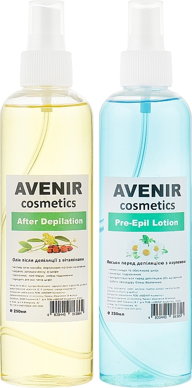 Pre & Post Depilation Set - Avenir Cosmetics (b/lot/250ml + b/oil/250ml) — photo N1