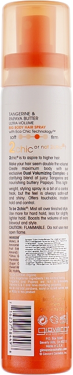 Volumizing Hair Spray - Giovanni 2 Chic Ultra-Volume — photo N2