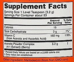 Food Supplement "Acerola & Vitamin C" - Now Foods Acerola 4:1 Extract Powder — photo N4