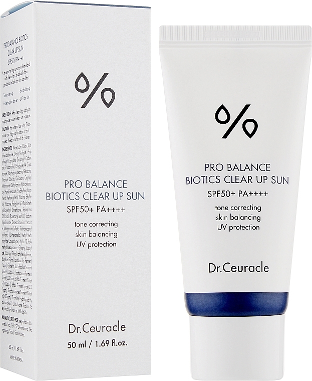 Sunscreen Lightening Cream with Probiotics - Dr.Ceuracle Pro Balance Biotics Clear Up Sun SPF50+ — photo N2