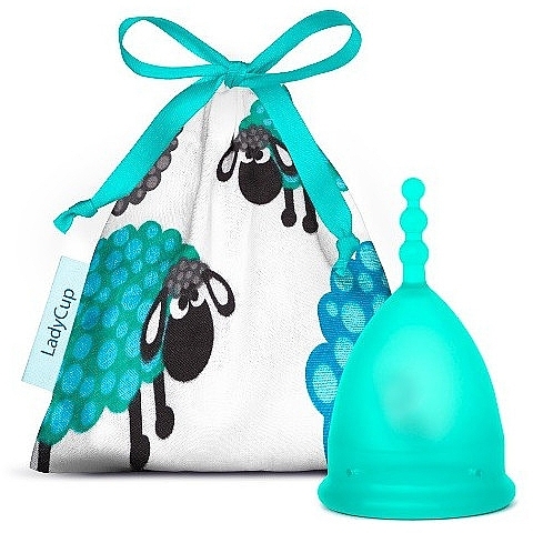 Menstrual Cup, size S, blue - LadyCup Revolution Green Sheep — photo N1