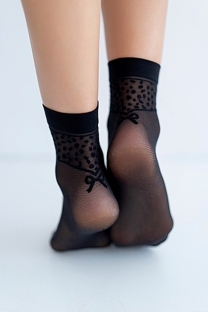 Women Socks with Pattern 'Coquette', 20 Den, nero - Knittex — photo N1