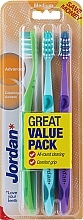 Fragrances, Perfumes, Cosmetics Toothbrush Medium, green + turquoise + purple - Jordan Advanced Medium Toothbrush