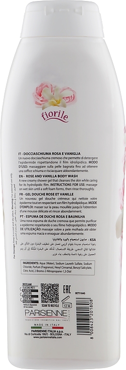 Rose & Vanilla Shower Gel - Parisienne Italia Fiorile Body Wash Rose And Vanilla — photo N2