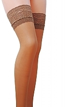 Stockings with Lace Band ST003, 17 Den, beige - Passion — photo N2