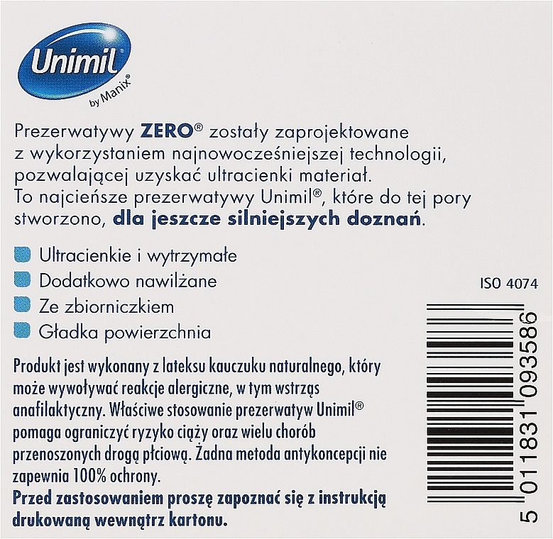 Condoms, 3 pcs - Unimil Zero — photo N10