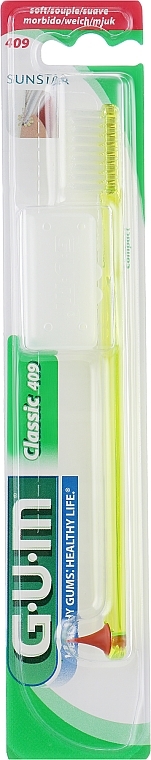 Classic 409 Toothbrush, soft, yellow - G.U.M Soft Compact Toothbrush — photo N1