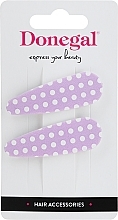 Fragrances, Perfumes, Cosmetics Hair Clip, 2 pcs, lavender with white polka dot - Donegal FA-5624