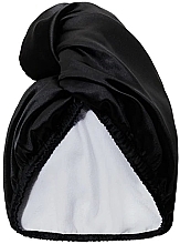 Double-Sided Satin Hair Towel, black - Glov Double-Sided Satin Hair Towel Wrap Black — photo N2