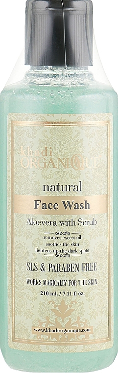 Natural Anti-Acne Face Cleansing Gel Scrub "Aloe Vera, SLS and paraben free - Khadi Organique Aloevera Face Wash With Scrub — photo N1