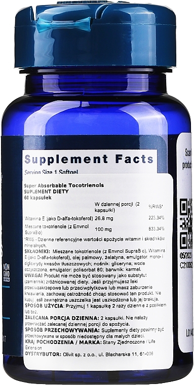 Super Absorbable Tocotrienols - Life Extension Super Absorbable Tocotrienols — photo N2