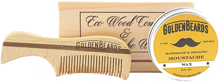 Set - Golden Beards Moustache Wax Kit + Comb (wax/15 ml + comb) — photo N1