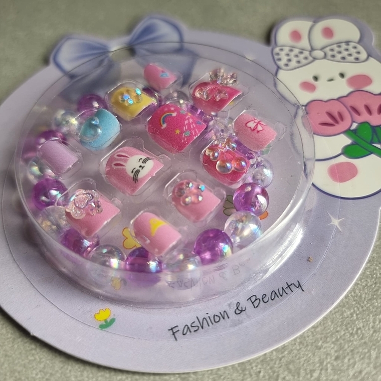 Self-Adhesive 5D Nails for Kids with Bracelet, 934 Bunny, 12 pcs - Deni Carte Tipsy Kids — photo N5