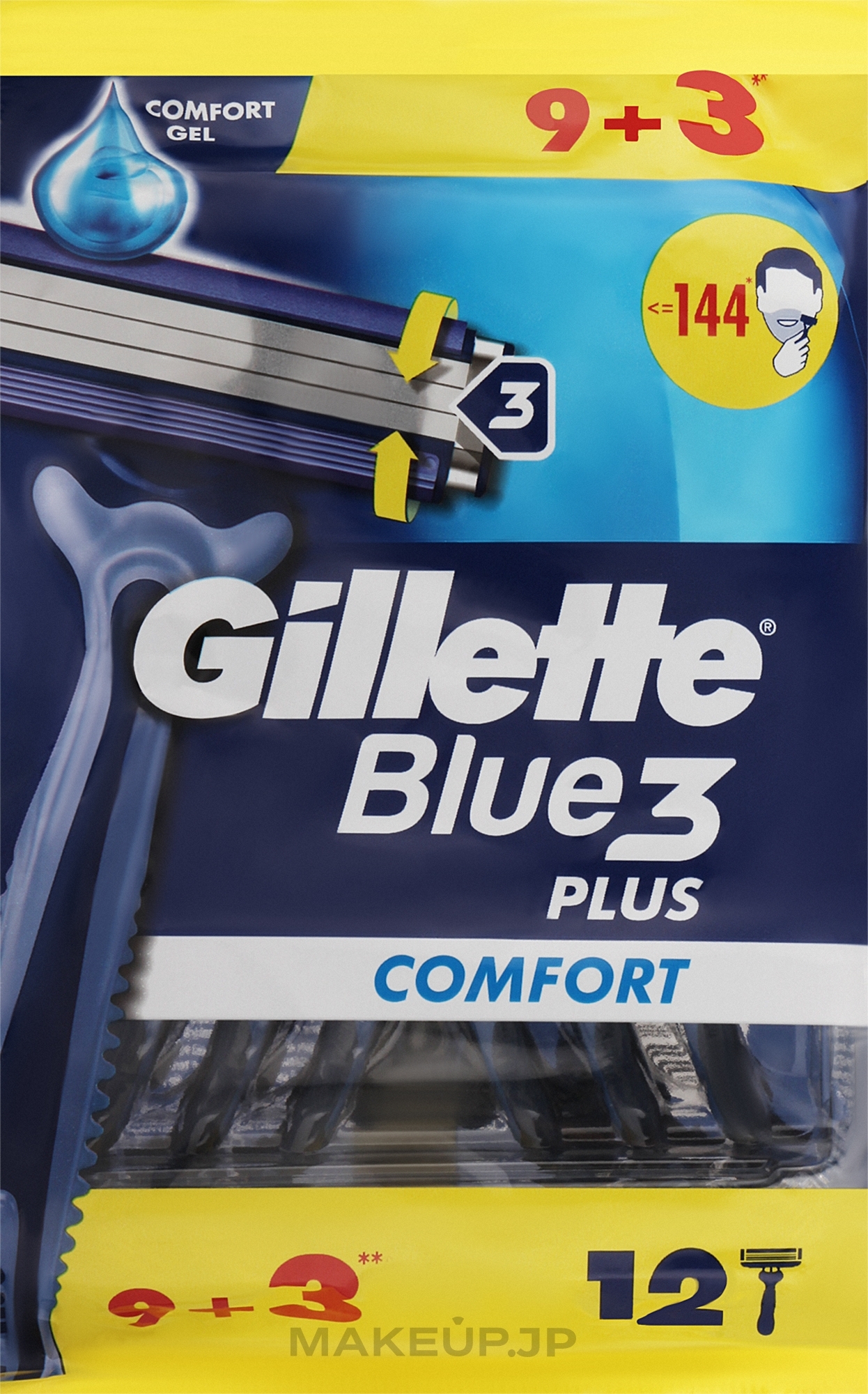 Disposable Shaving Razor Set, 12 pcs - Gillette Blue 3 Comfort — photo 12 szt.