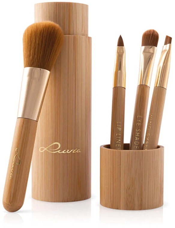 Makeup Brush Set, 4 pcs - Luvia Cosmetics Travel Bamboo Brush Set — photo N1