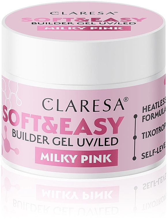 Nail Builder Gel - Claresa Soft & Easy Builder Gel UV/LED Milky Pink — photo N1