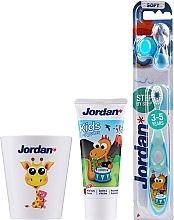 Fragrances, Perfumes, Cosmetics Set "Dragon", glass with giraffe - Jordan Kids (toothpaste/50ml + toothbrush/1pc + cup)