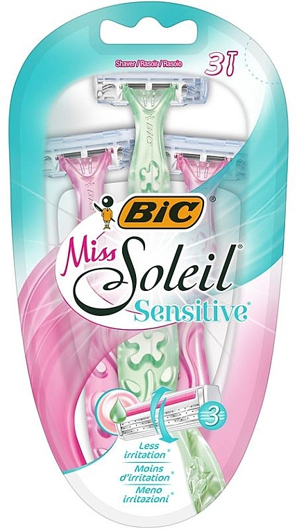 Disposable Women Razor, 3 pcs - Bic Miss Soleil 3 Sensitive — photo N7