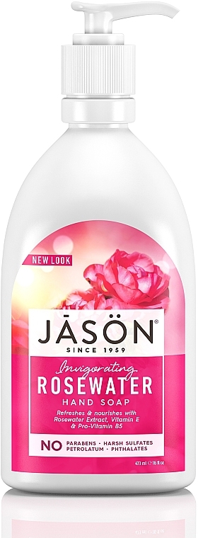 Invigorating Liquid Hand Soap "Rosewater" - Jason Natural Cosmetics Invigorating Rose Water Hand Soap — photo N1