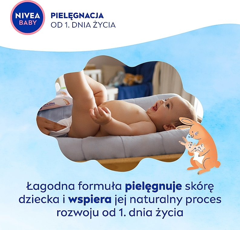 Biodegradable Wipes, 2 x 57 pcs - Nivea Baby Soft & Cream — photo N3