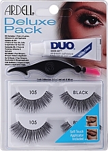 False Lashes Set with Glue - Ardell Deluxe Pack 105 Black — photo N1