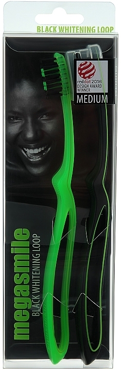 Black Whitening Loop Toothbrush, green + black - Megasmile Black Whiteninng Loop — photo N15