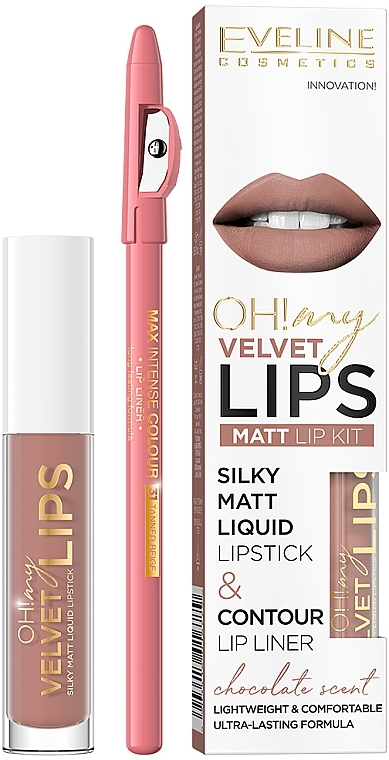 Set - Eveline Cosmetics Oh! My Velvet Lips (lipstick/4.5/g + l/pencil/1/g) — photo N1