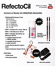 Set "Starter Kit" - RefectoCil (cr/75ml + fluid/100ml + fluid/100ml + oxidant/100ml + h/color/6x15ml/ + paper/80pcs. + brush/5pcs. + palette/1pcs. + disc + bag) — photo N3