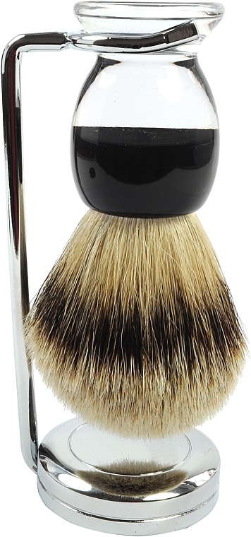 Shaving Brush with a Stand, silver tip badger, acrylic, chrome - Golddachs Brush & Stand, Silver Tip Badger, Acrylic, Chrom — photo N4