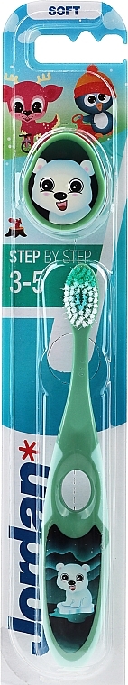 Kids Toothbrush Step 2 (3-5 yr) Soft, light green - Jordan — photo N1