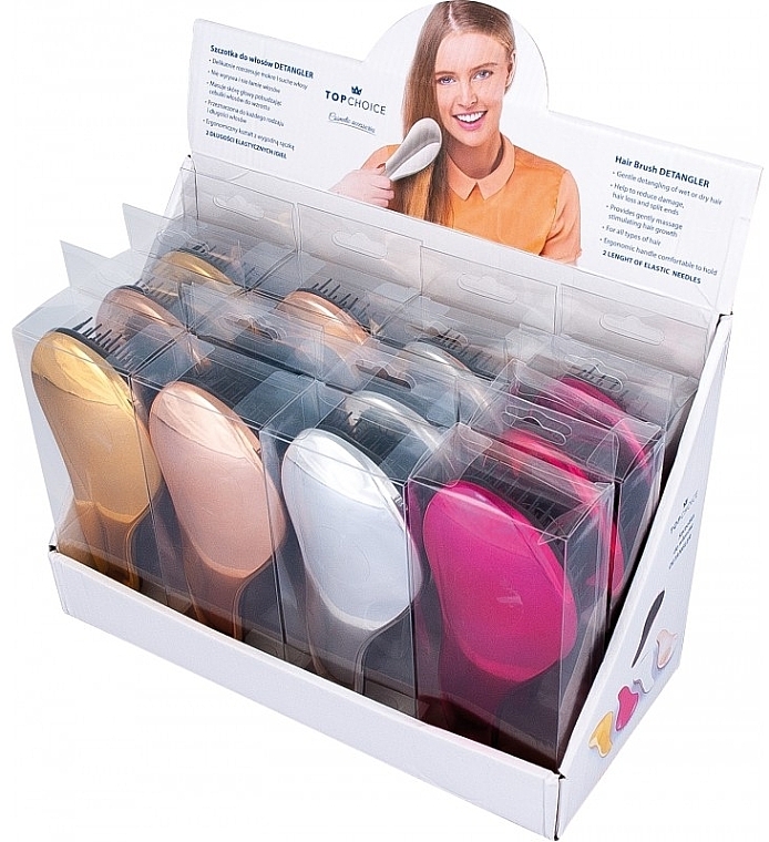 Hair Brush Set, 43369, 12 pieces, 4 colors - Top Choice Hair Brush Detangler — photo N1