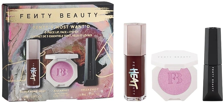 Set - Fenty Beauty Fenty's Most Wante'd (lip/gloss/9ml + highl/2,2g + mascara/6.5) — photo N1