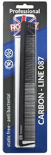 Hair Comb, 227mm - Ronney Professional Carbon Comb Line 087 — photo N1