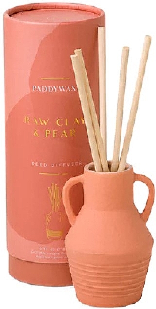 Reed Diffuser 'Clay & Pear' - Paddywax Santorini Ceramic Diffuser Raw Clay & Pear — photo N1