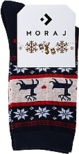 Fragrances, Perfumes, Cosmetics Women Christmas Socks with Norwegian Pattern csls250-011, dark blue - Moraj