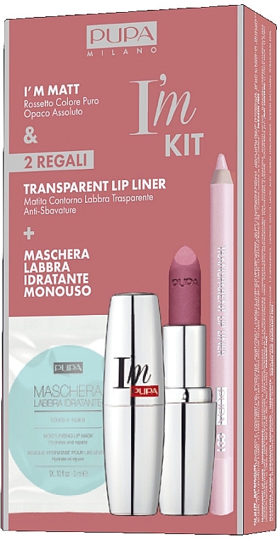 Set - Pupa I'm Kit With Repairing Mask, Transparent Lip Liner And I'm Matt Lipstick — photo N2