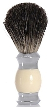 Shaving Brush with Badger Hair, polymer handle, beige and silver - Golddachs Pure Badger Polymer Handle Beige Silver — photo N1