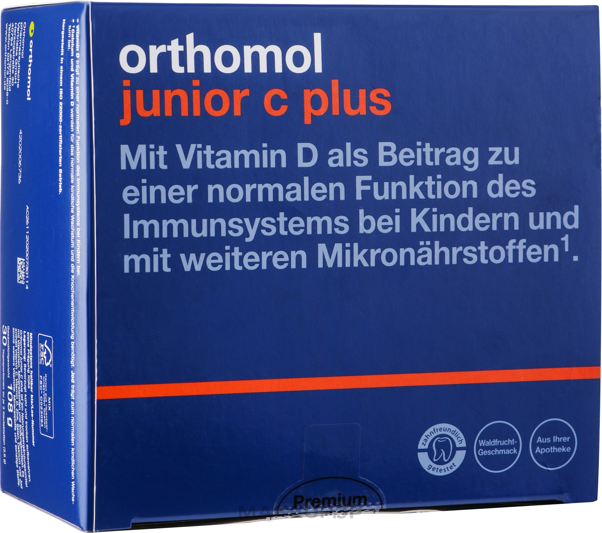 Junior C Plus Vitamin, berries - Orthomol Immun — photo 30 szt.