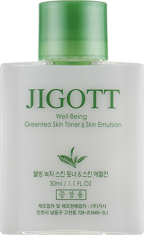 Set - Jigott Well Being Green Tea (emulsion/150ml + toner/150ml + emulsion/30ml + toner/30ml) — photo N5