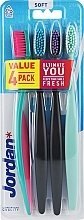 Toothbrush, 4 pcs., soft, green, black, black, turquoise - Jordan Ultimate You Soft — photo N1