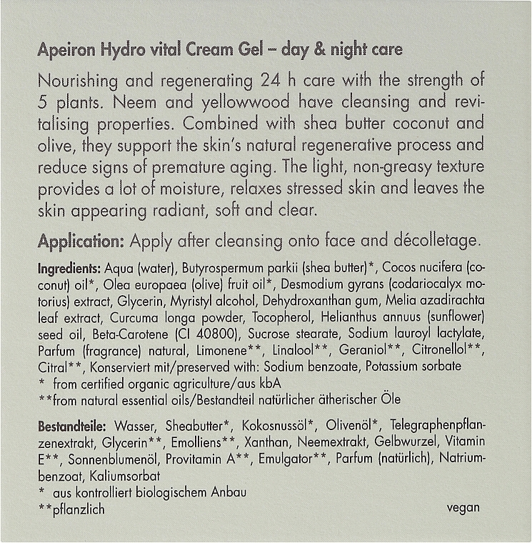 Face Cream "Nourishment and Regeneration 24 Hours" - Apeiron Hydro Vital 24h Nourishing&Regenerating Cream  — photo N22